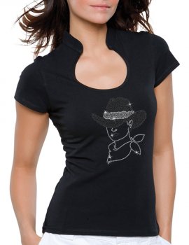 Femme au Chapeau - T-shirt femme Col Omega