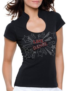 Line Dance Etoiles - T-shirt femme Col Omega