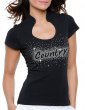 Country éclaté - T-shirt femme Col Omega