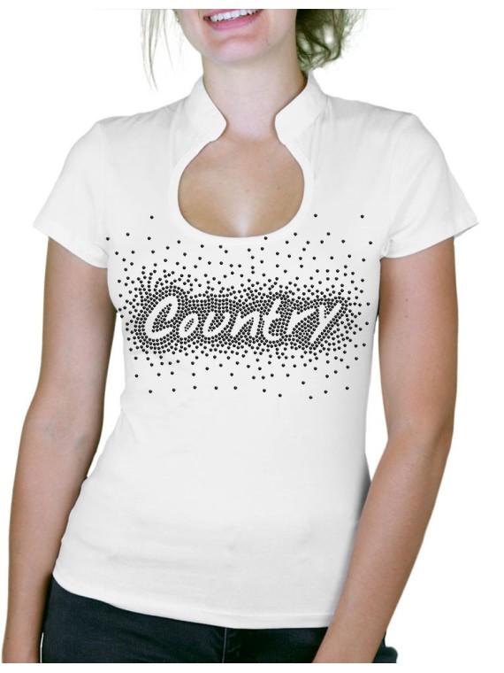Country éclaté - T-shirt femme Col Omega
