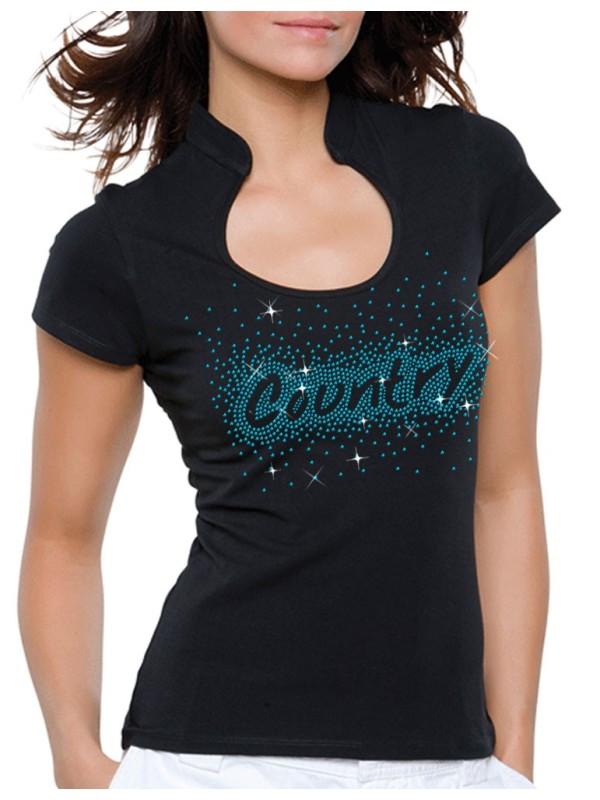Country éclaté - T-shirt femme Col Omega