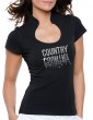 Country Miroir - T-shirt femme Col Omega