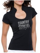 Country Miroir - T-shirt femme Col Omega