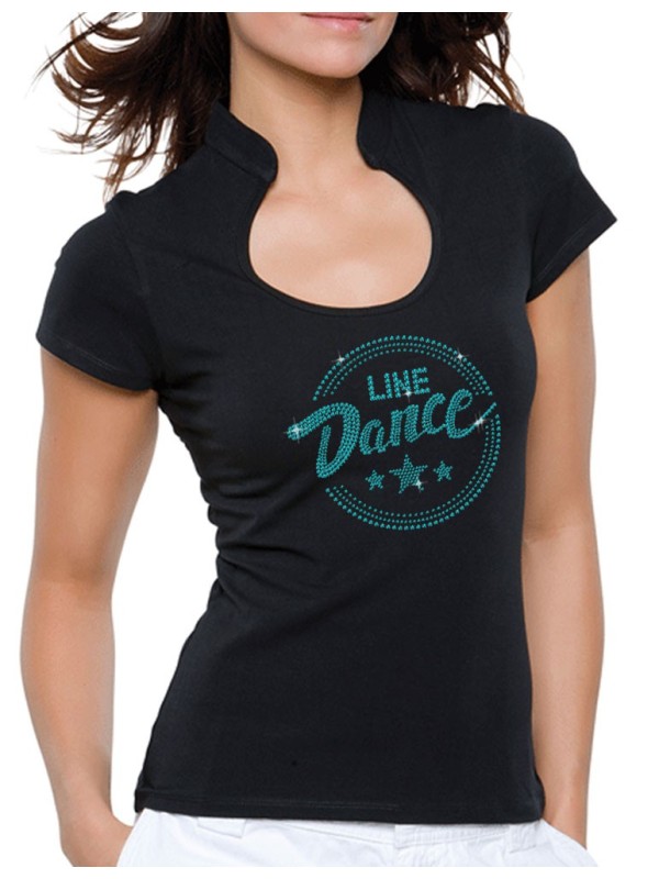 Macaron Line Dance - T-shirt femme Col Omega