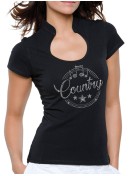 Macaron Country Epuré - T-shirt femme Col Omega