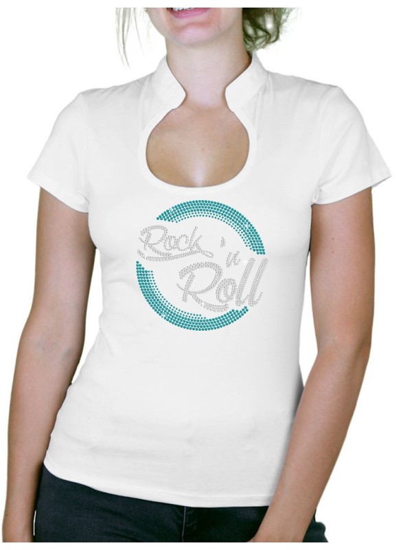 Macaron Rock'n Roll - T-shirt femme Col Omega