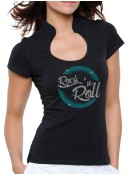 Macaron Rock'n Roll - T-shirt femme Col Omega