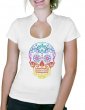 Tête de Mort Mexicaine Multicolore - T-shirt femme Col Omega