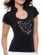 Coeur Arabesque Line Dance - T-shirt femme Col Omega