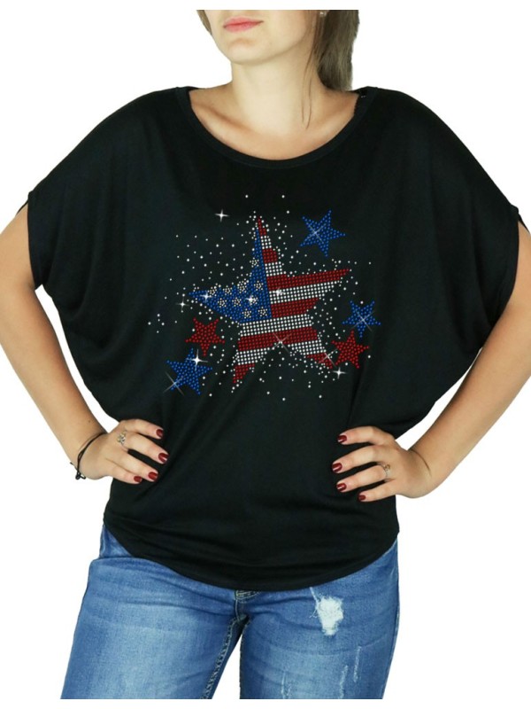 Etoile USA - T-shirt femme Manches Chauve Souris