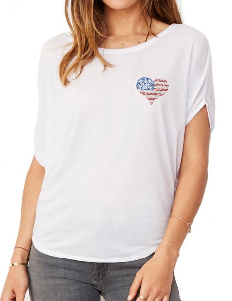 Petit Coeur USA - T-shirt femme Manches Chauve Souris