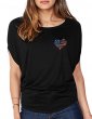 Petit COeur USA - T-shirt femme Manches Chauve Souris