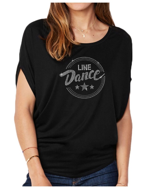 Macaron Line Dance Epuré - T-shirt femme Manches Chauve Souris