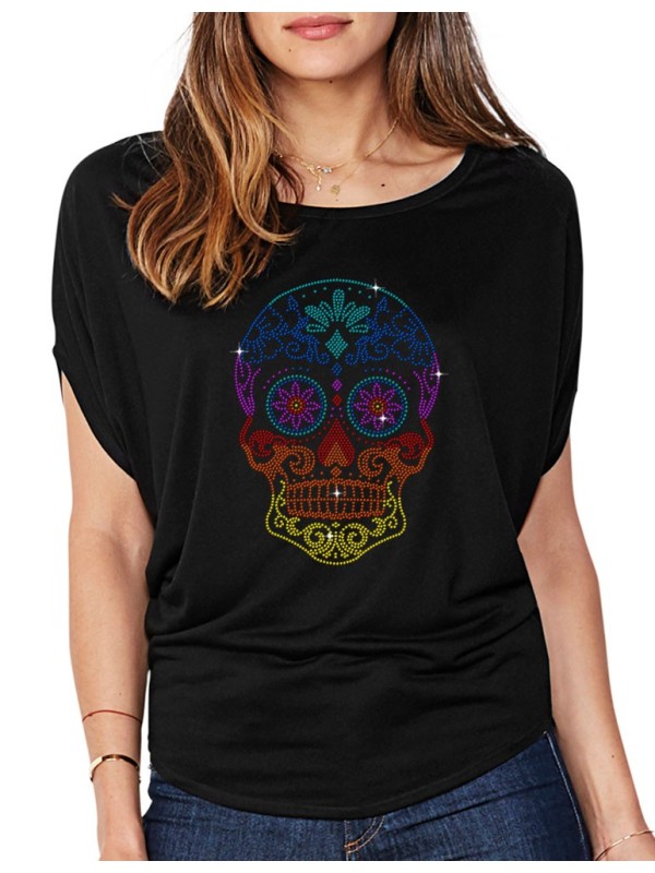 Mexican Head of Death - Bat Sleeves Women's T-Shirt