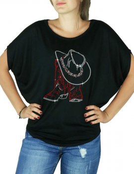 Santiags & Chapeau - T-shirt femme Manches Chauve Souris