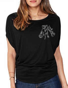 Tête De Cheval - T-shirt femme Manches Chauve Souris