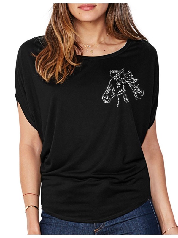 Tête De Cheval - T-shirt femme Manches Chauve Souris