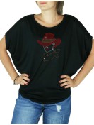 FEmme au Chapeau - T-shirt femme Manches Chauve Souris