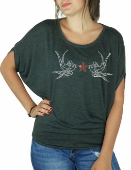 Hirondelles Rock'n Roll - T-shirt femme Manches Chauve Souris