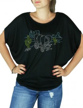 Paysage Western - T-shirt femme Manches Chauve Souris