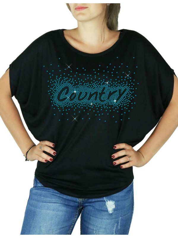 Country Eclaté - T-shirt femme Manches Chauve Souris