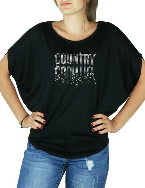 Country Miroir - T-shirt femme Manches Chauve Souris
