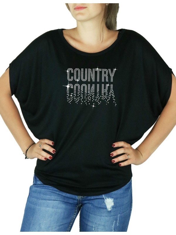 Country Miroir - T-shirt femme Manches Chauve Souris