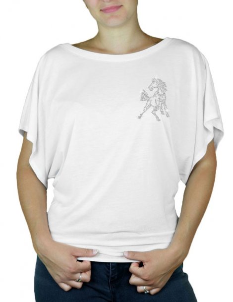 Mini Cheval Strass - T-shirt femme Manches Papillon