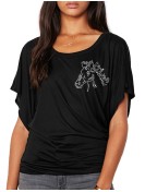 Tête de Cheval Strass - T-shirt femme Manches Papillon