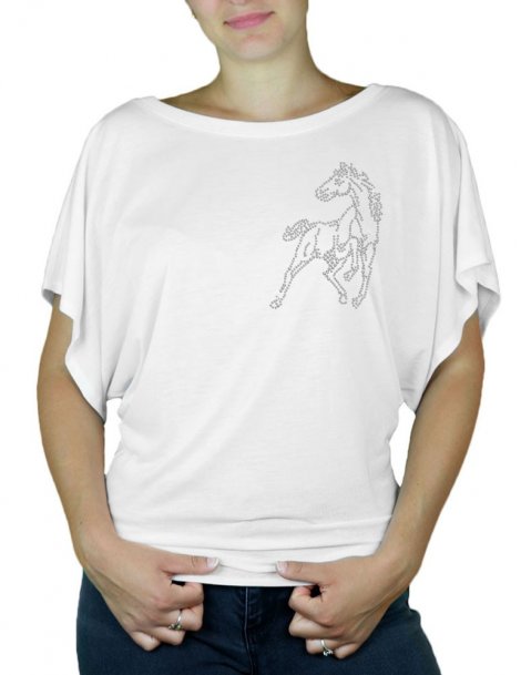 Cheval Strass - T-shirt femme Manches Papillon
