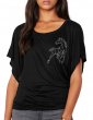 Cheval Strass - T-shirt femme Manches Papillon