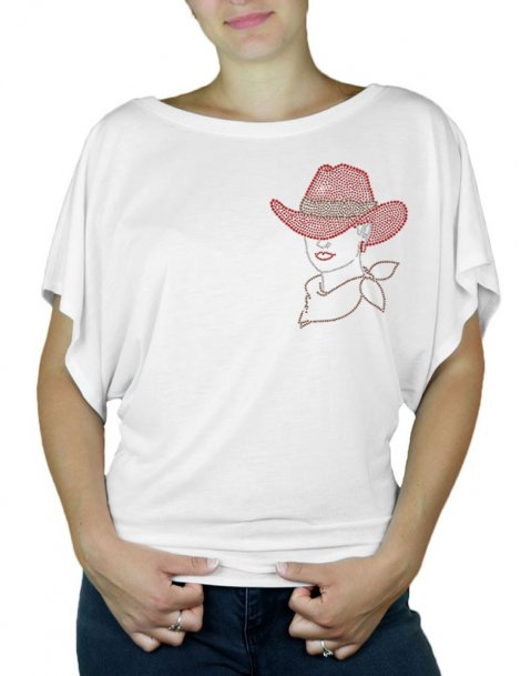 Femme au Chapeau - T-shirt femme Manches Papillon