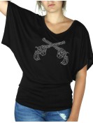Pistolets Strass - T-shirt femme Manches Papillon