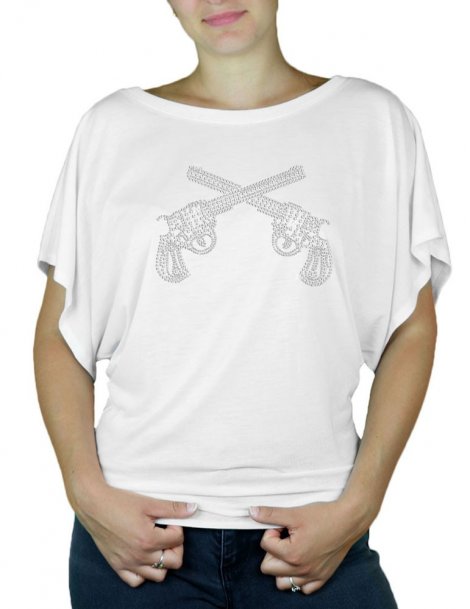Pistolets Strass - T-shirt femme Manches Papillon