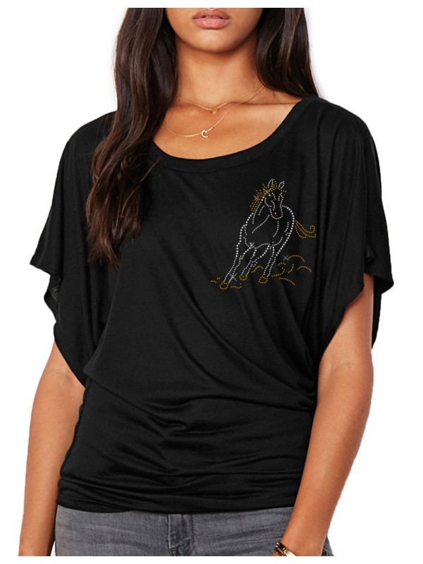 Cheval Au Galop - T-shirt femme Manches Papillon