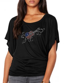 Guitare USA arabesque - T-shirt femme Manches Papillon