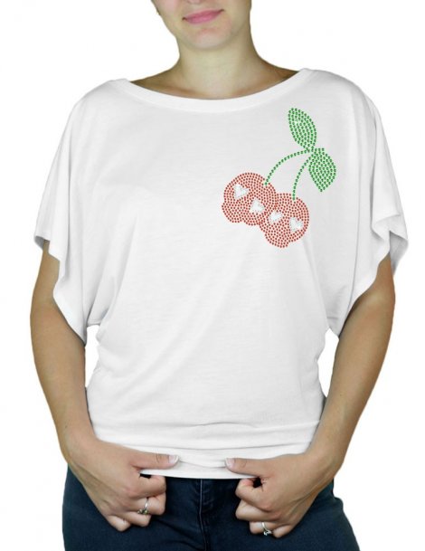 Cerises Tête de Mort - T-shirt femme Manches Papillon