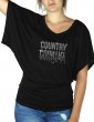 strass country en miroir tee shirt femme