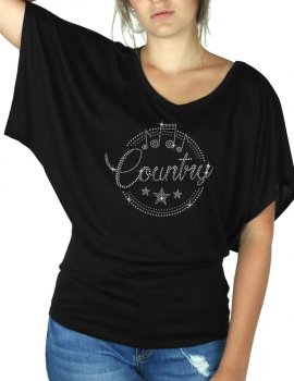 Macaron Country - T-shirt femme Manches Papillon