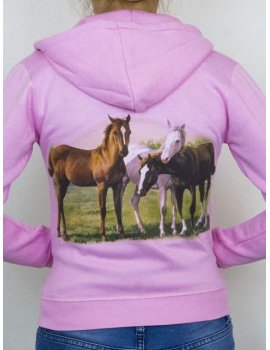 Trois Chevaux - Enfant - Veste à Capuche Rose