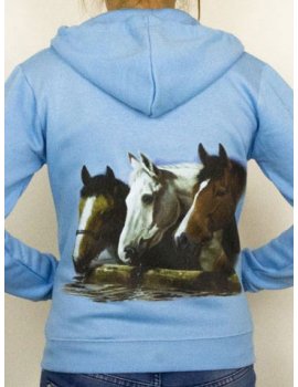 Chevaux - Enfant - Veste à Capuche Bleue