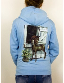 Motif cheval et son poulain - sweat à capuche fillette