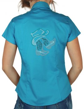 Boots & Hat rhinestone design on lady shirt