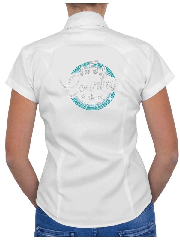 Macaron Country Turquoise - Chemise Femme Manches Courtes