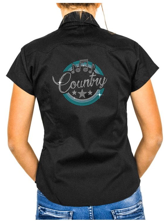 Macaron Country Turquoise - Chemise Femme Manches Courtes