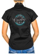 Macaron Country Turquoise - Chemise Femme Manches Courtes