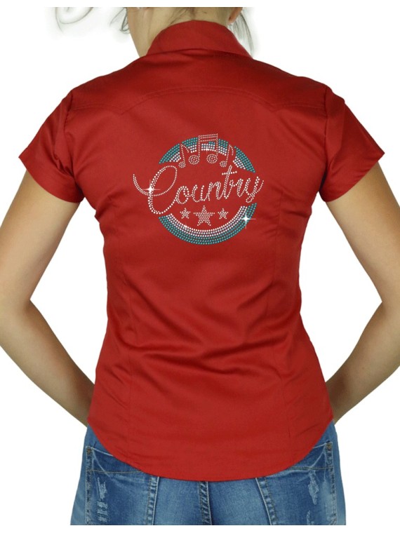 Macaron Country Turquoise - Chemise Femme Manches Courtes