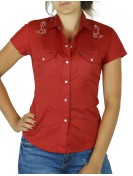 Macaron Country Turquoise - Chemise Femme Manches Courtes