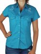 Macaron Country Turquoise - Chemise Femme Manches Courtes