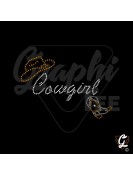 Transfert strass cowgirl doré